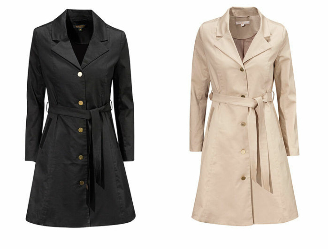 Trenchcoat i svart eller beige, 1 799 kr. Trenchcoat i svart eller beige, 1 799 kr.