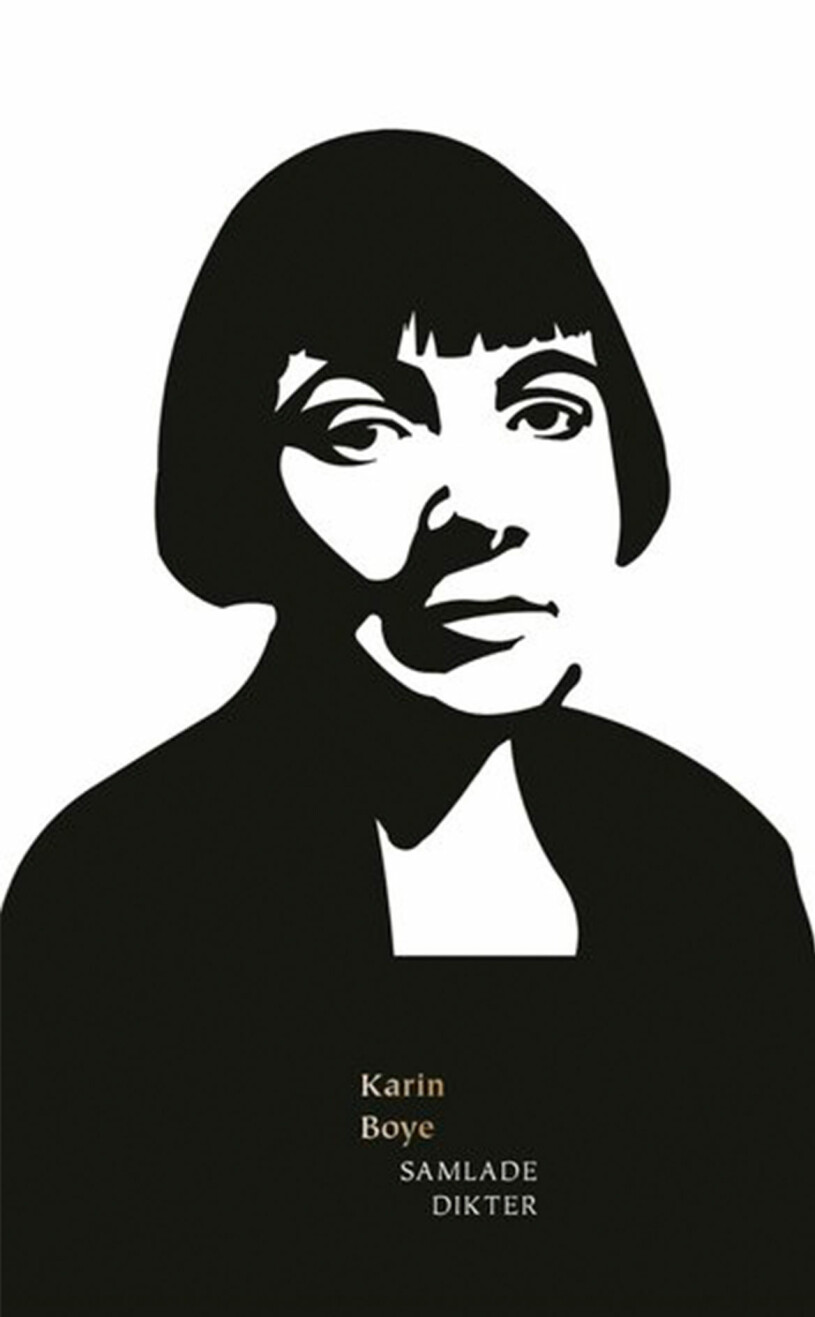Avancera med en klassiker. Bokomslag till Samlade dikter, Svartvit illustration av Karin Boye.