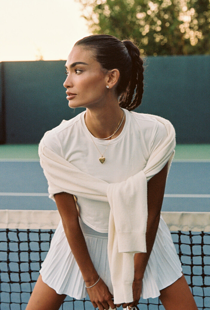 Kelly gale Kollektion vit tshirt dam kort kjol vit kjol tenniskjol