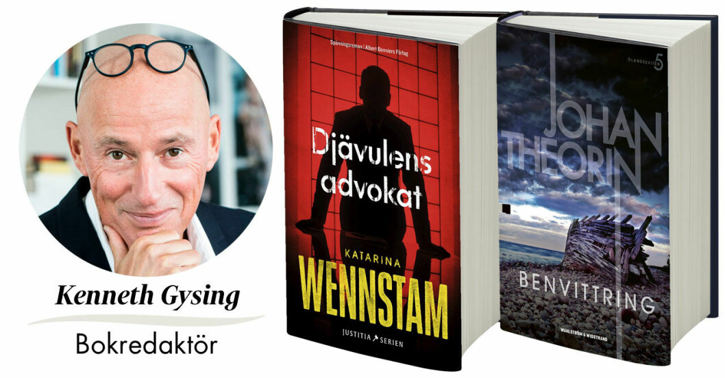 Kenneth Gysing, Feminas bokredaktör recenserar Djävulens advokat av Katarina Wennstam och Benvittring av Johan Theorin