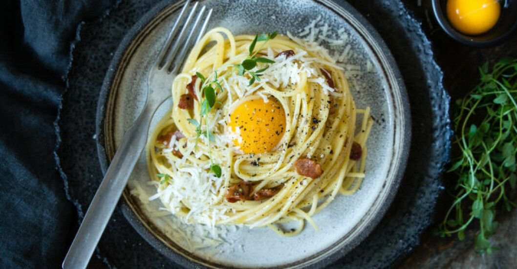 Klassisk spagetti Carbonara. Pasta carbonara recept