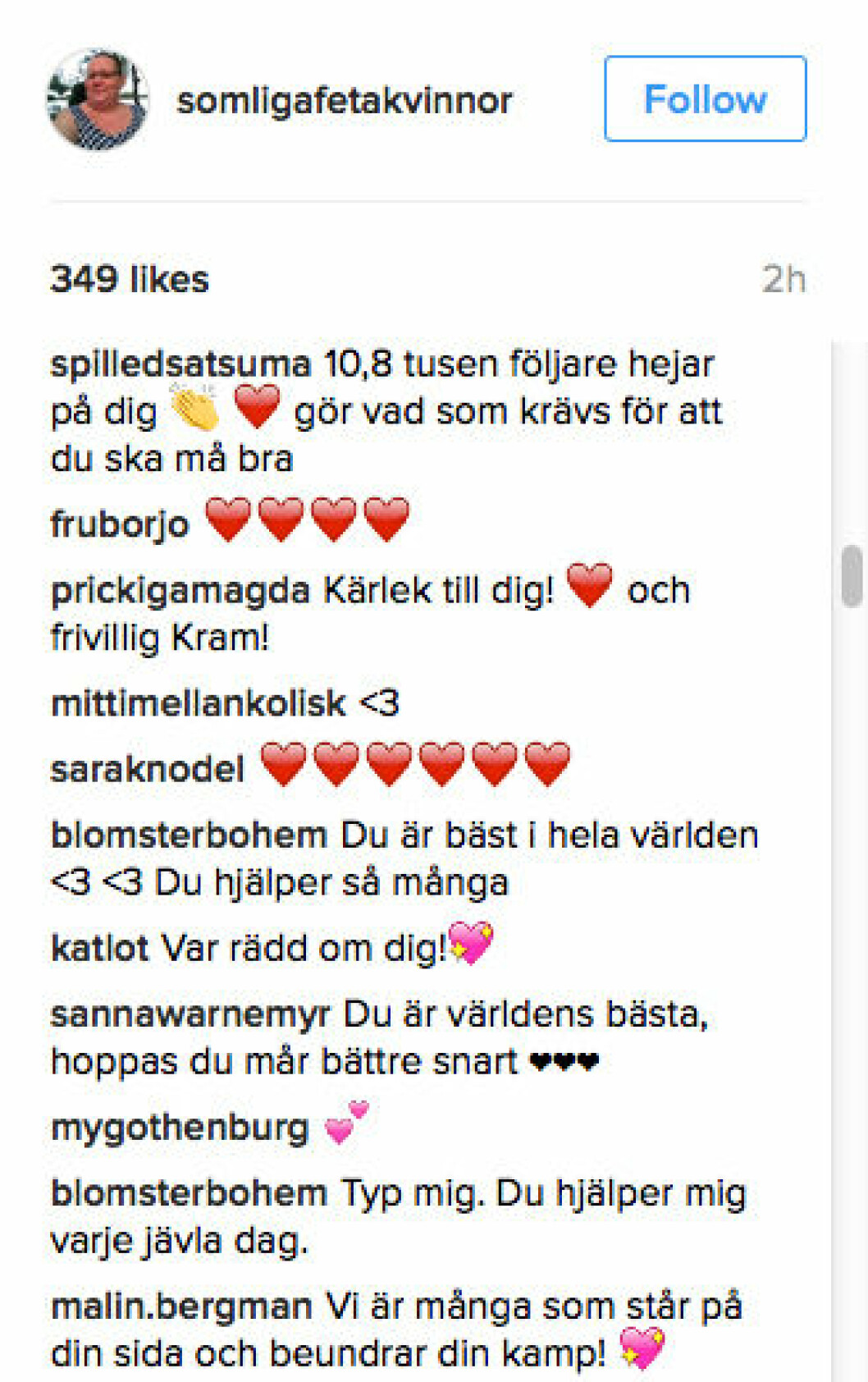 Foto: <a href="https://www.instagram.com/somligafetakvinnor/" target="_blank">Instagram</a> kommentarer