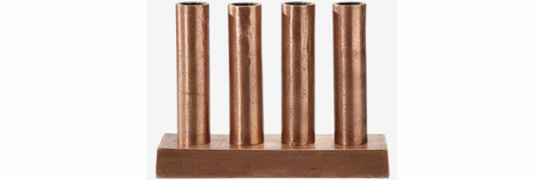Ljusstake i kopparfärg, 799 kronor. Ljusstake i koppar