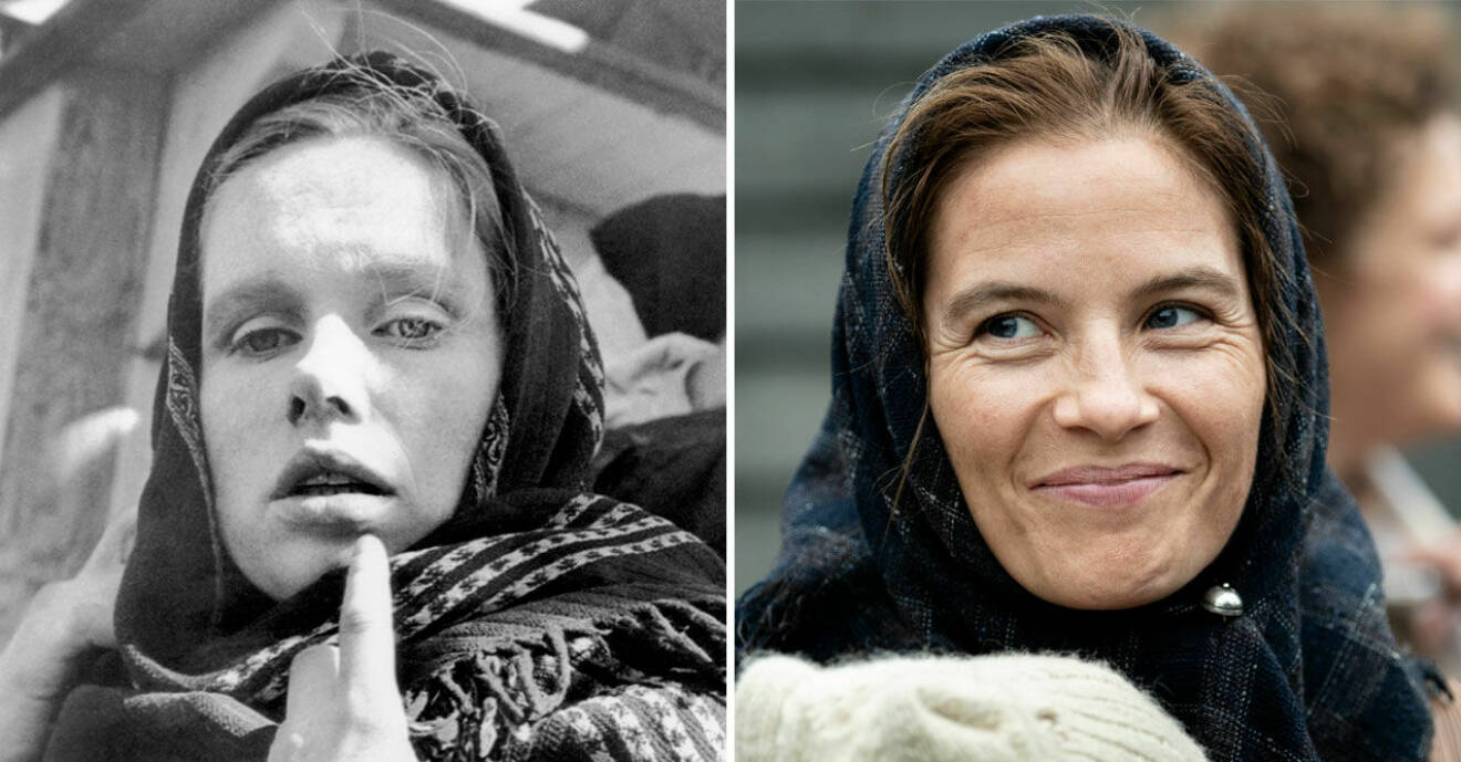 Liv Ullmann respektive Lisa Carlehed som Kristina i gamla och nya Utvandrarna.