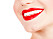 kvinna med rött läppstift och perfekt leende