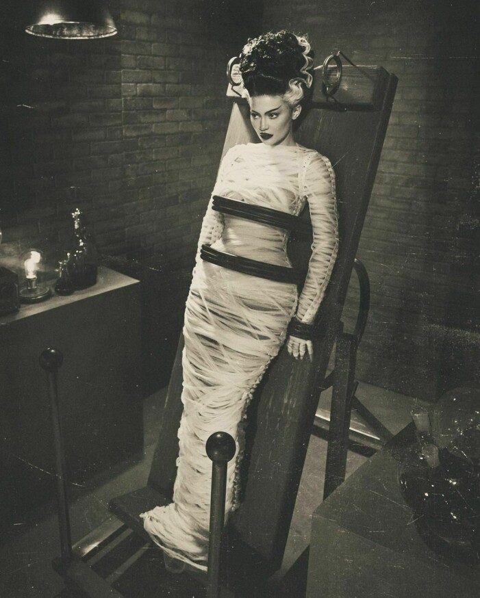 Kylie Jenner som Frankensteins brud. Kylie Jenner som Frankensteins brud vid Halloween 2022.