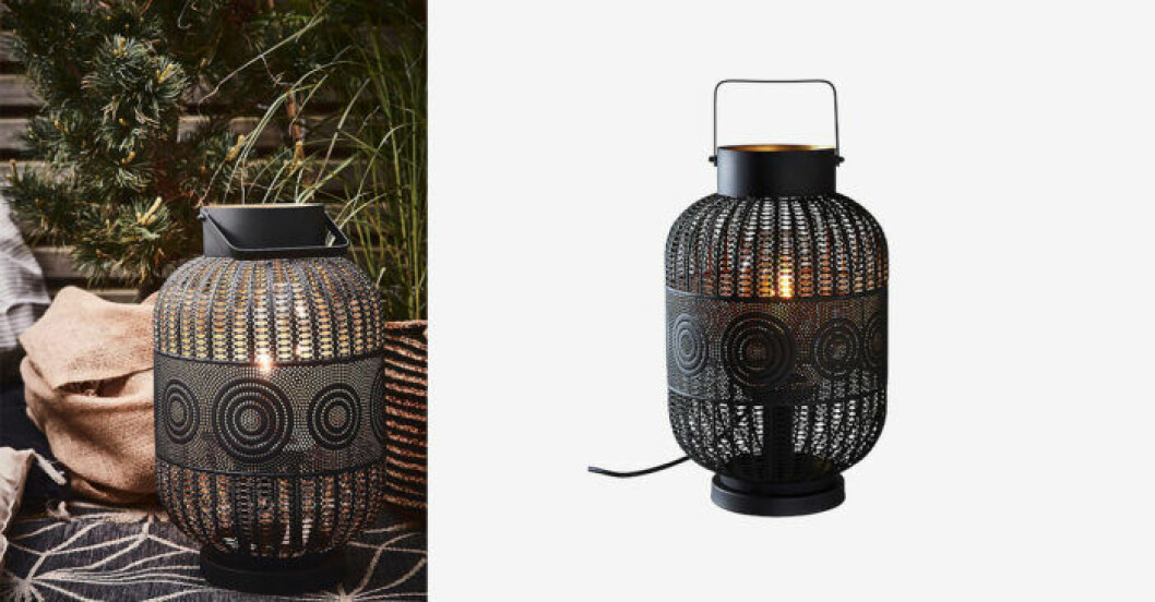 Svart lampa/lykta orientalisk för utomhusbruk