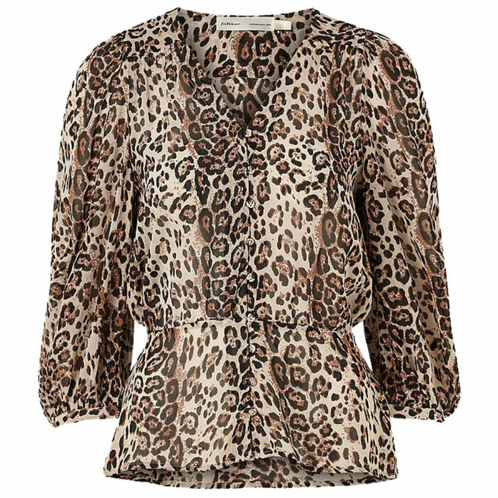 leopardmönstrad chiffongblus från in wear