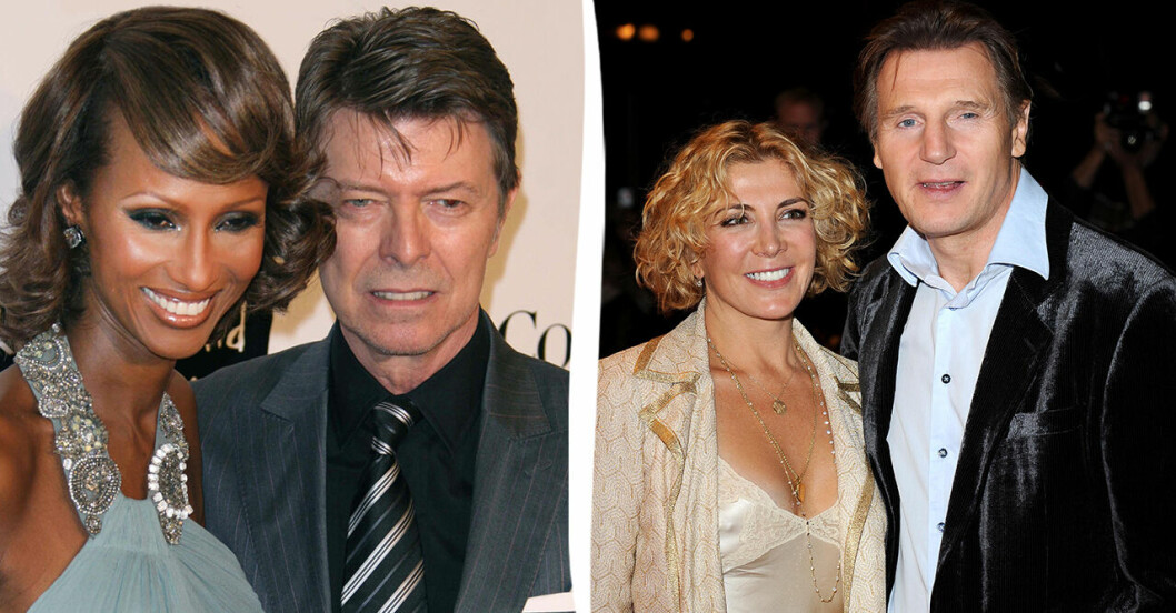 Iman och David Bowie, och Liam Neeson med frun.