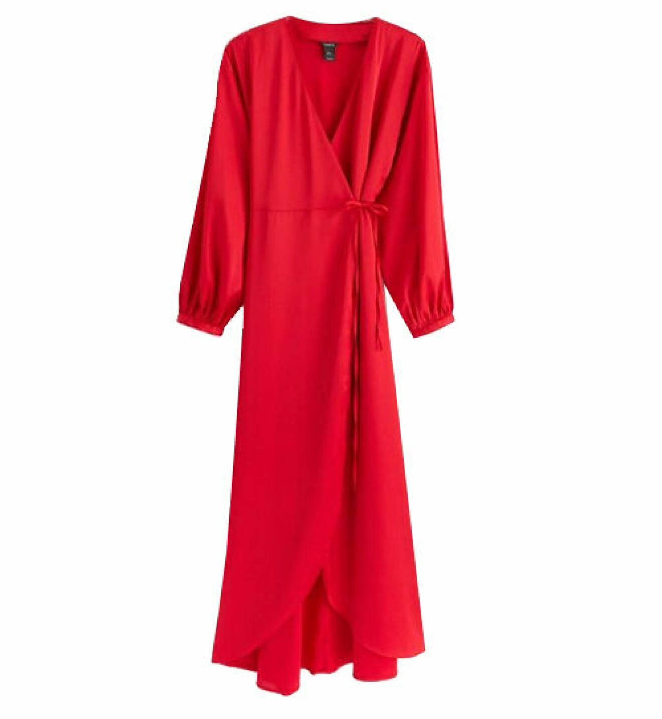 Röd omlottklänning i satin från Lindex