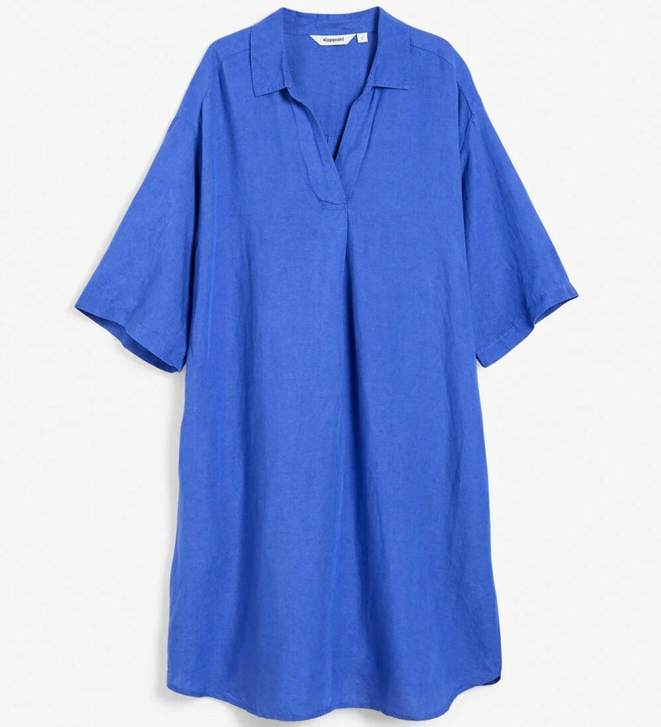 blå skjortklänning i linne dam från Kappahl