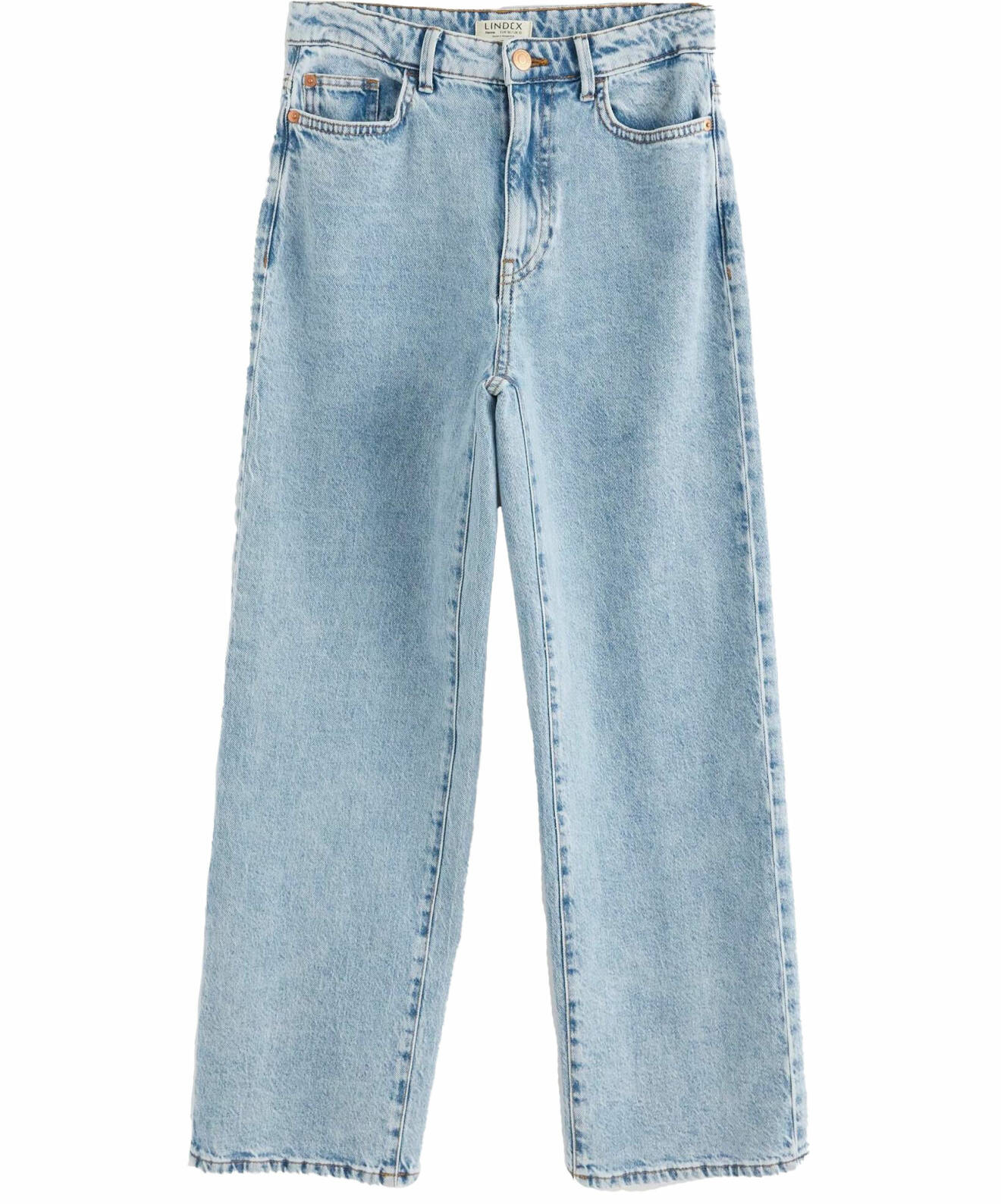 Ljusblå tvättade jeans med hög midja dam