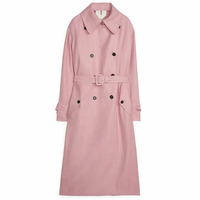 ljusrosa trenchcoat arket
