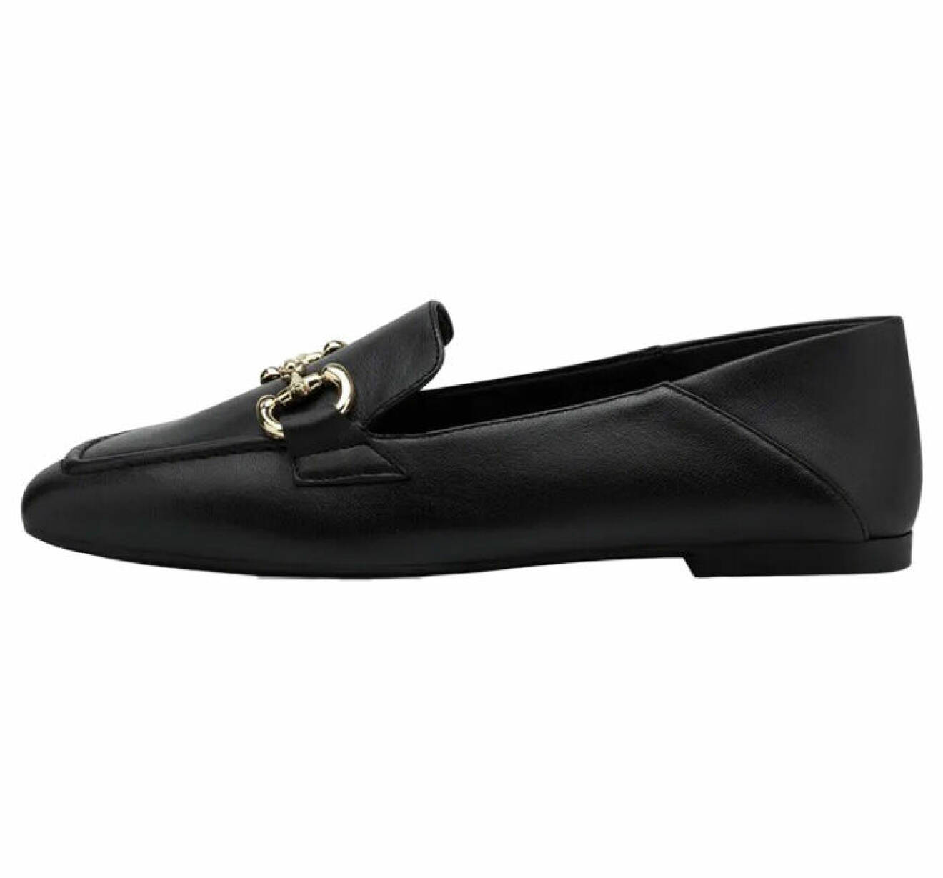 loafers av skinn med guldspänne för dam från tamaris
