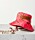 Mörkrosa bucket hat med kartmönster och skinndetaljer. Långa knytremmar. Hatt från Loewe via Netaporter.com