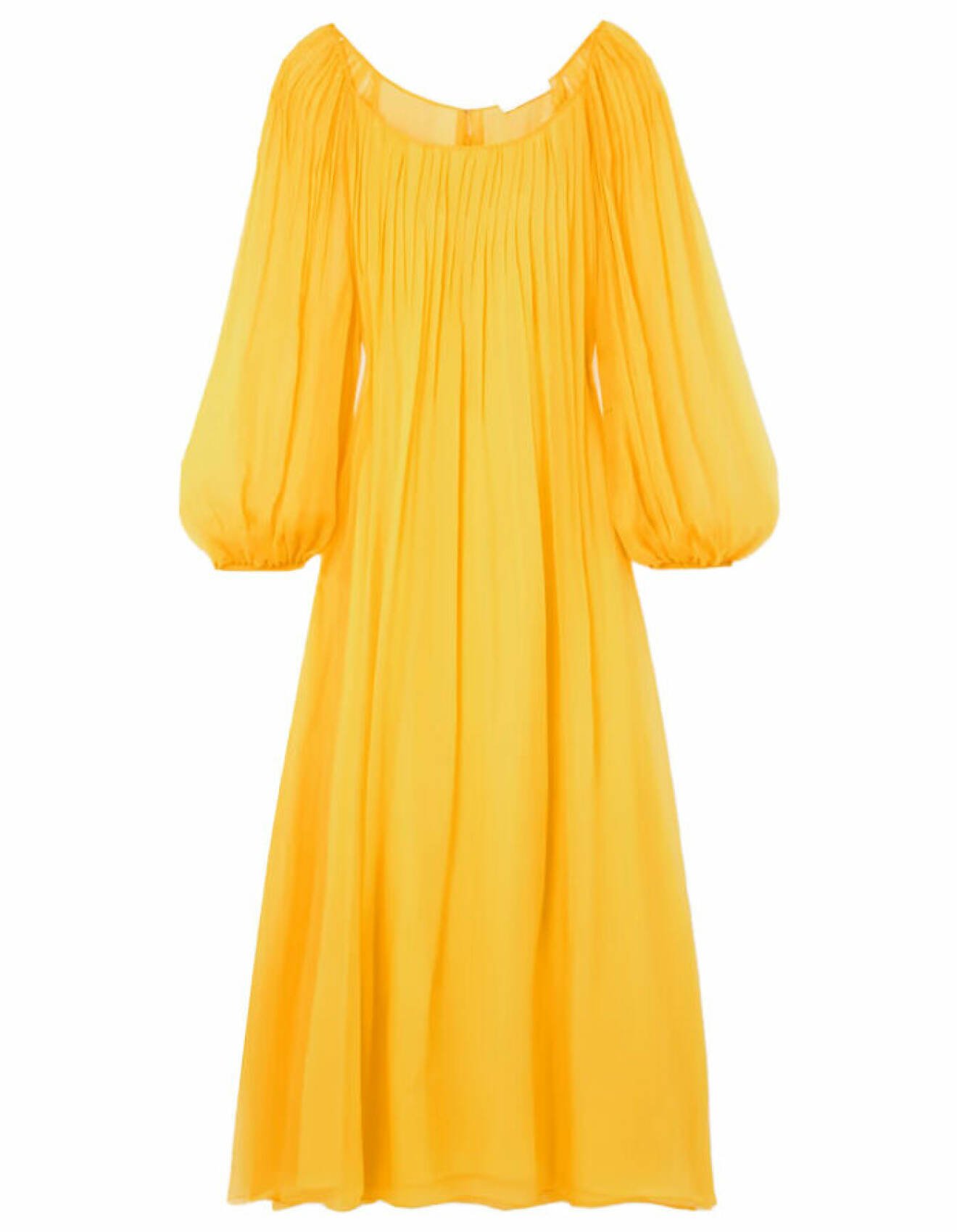 gul maxiklänning med ballongärmar från chloe