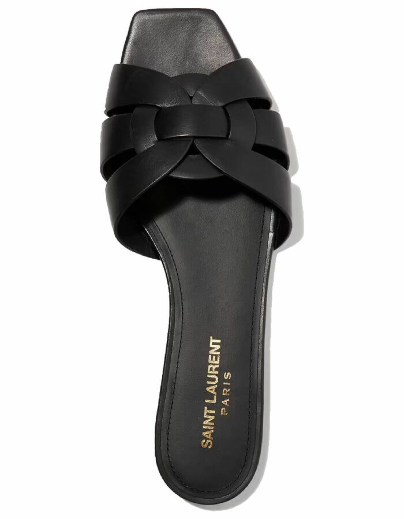 svarta sandaler i läder för dam från saint laurent