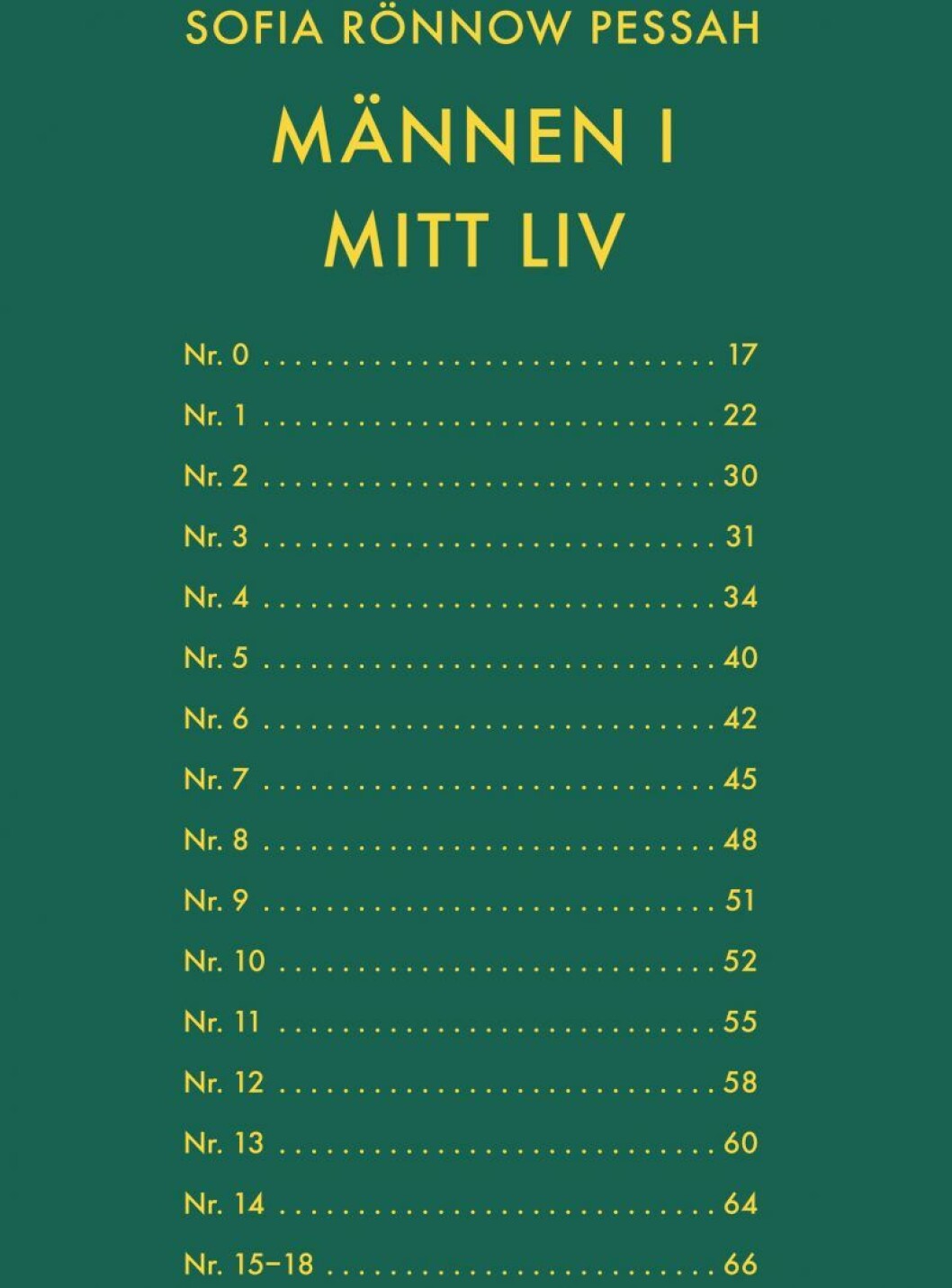 Ett liv skildrat i one night stands. Bokomslag till Männen i mitt liv, lista över 16 män.