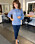 Blå stickad tröja - Madeleine Westin vädret på TV4