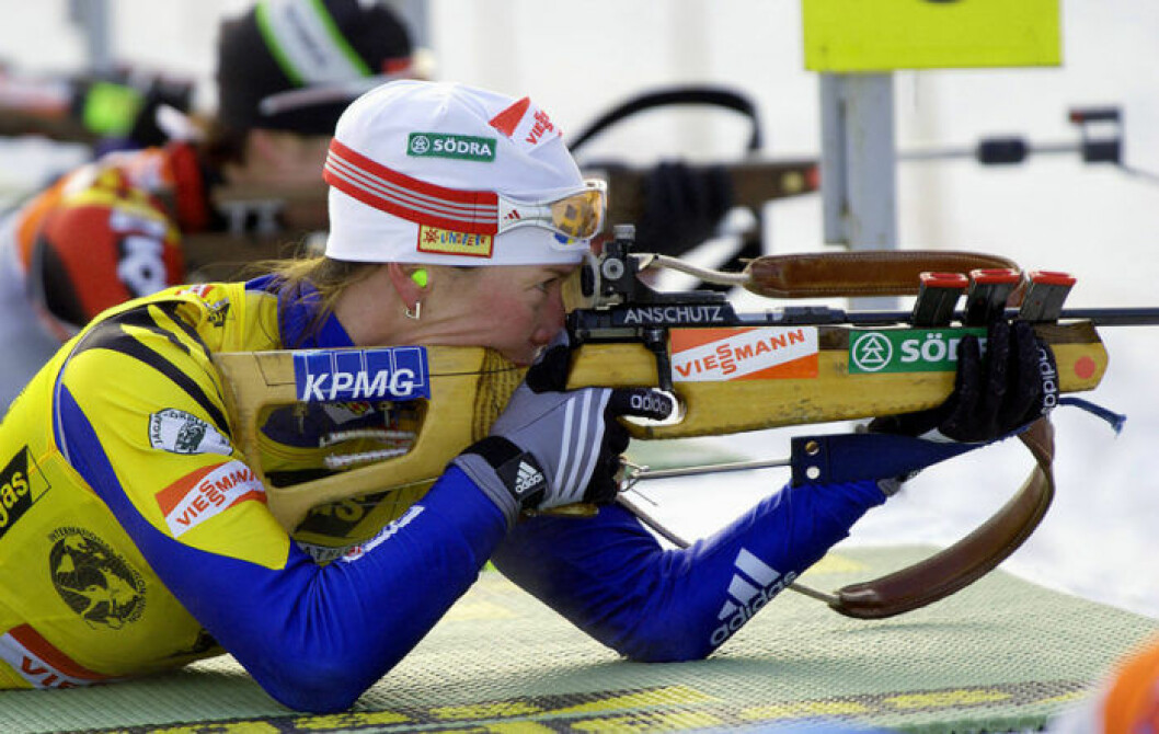 Det är så här svenska folket är vana att se Magdalena Forsberg. Bild: IBL