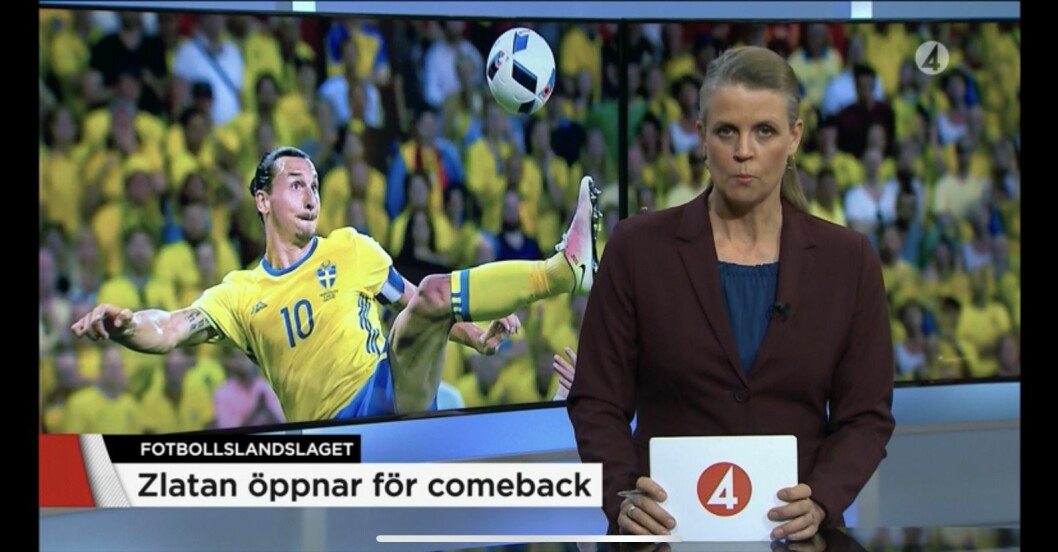 Maud Bernhagen i TV4-sportens sändning. Maud Bernhagen i TV4-sportens sändning.