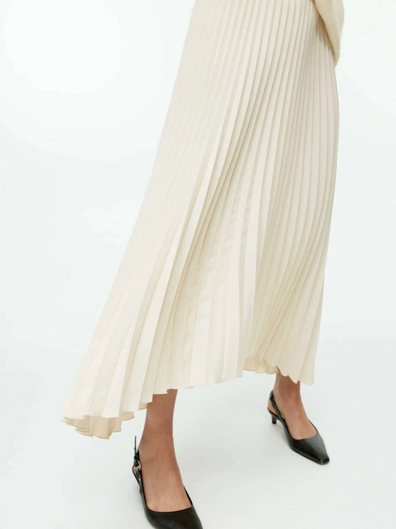 plisserad vit kjol arket