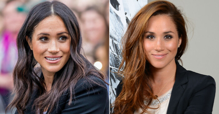 Meghan Markle med mörkt och ljust hår.