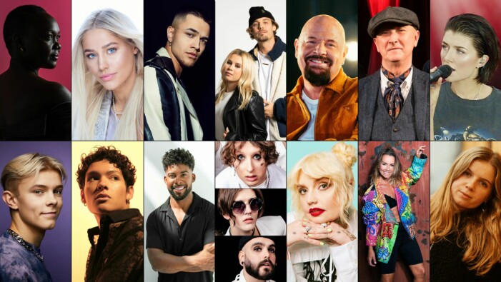 De 28 tävlande bidragen bjuder på namn som Anders Bagge, John Lundvik, Cazzi Opeia, THEOZ och Klara Hammarström. melodifestivalen 2022 - artisterna