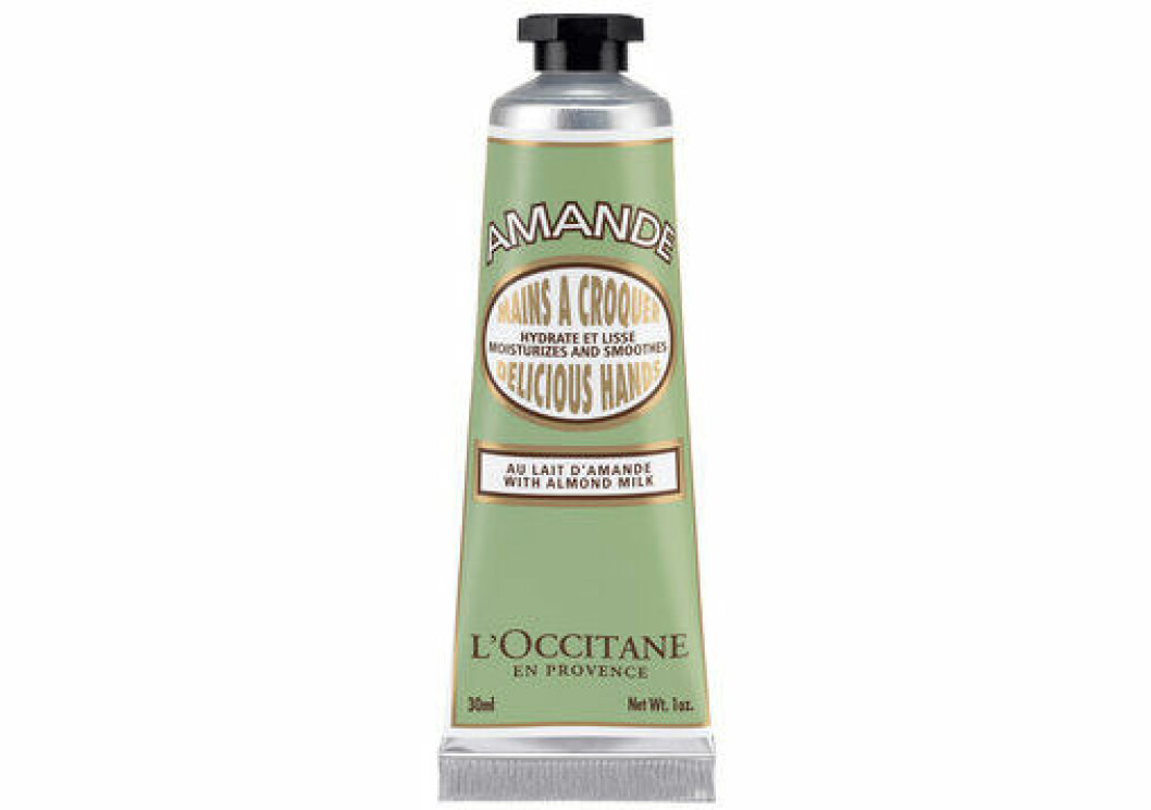 En bild på den mjukgörande handkrämen Loccitane – Almond Delicious Hands.