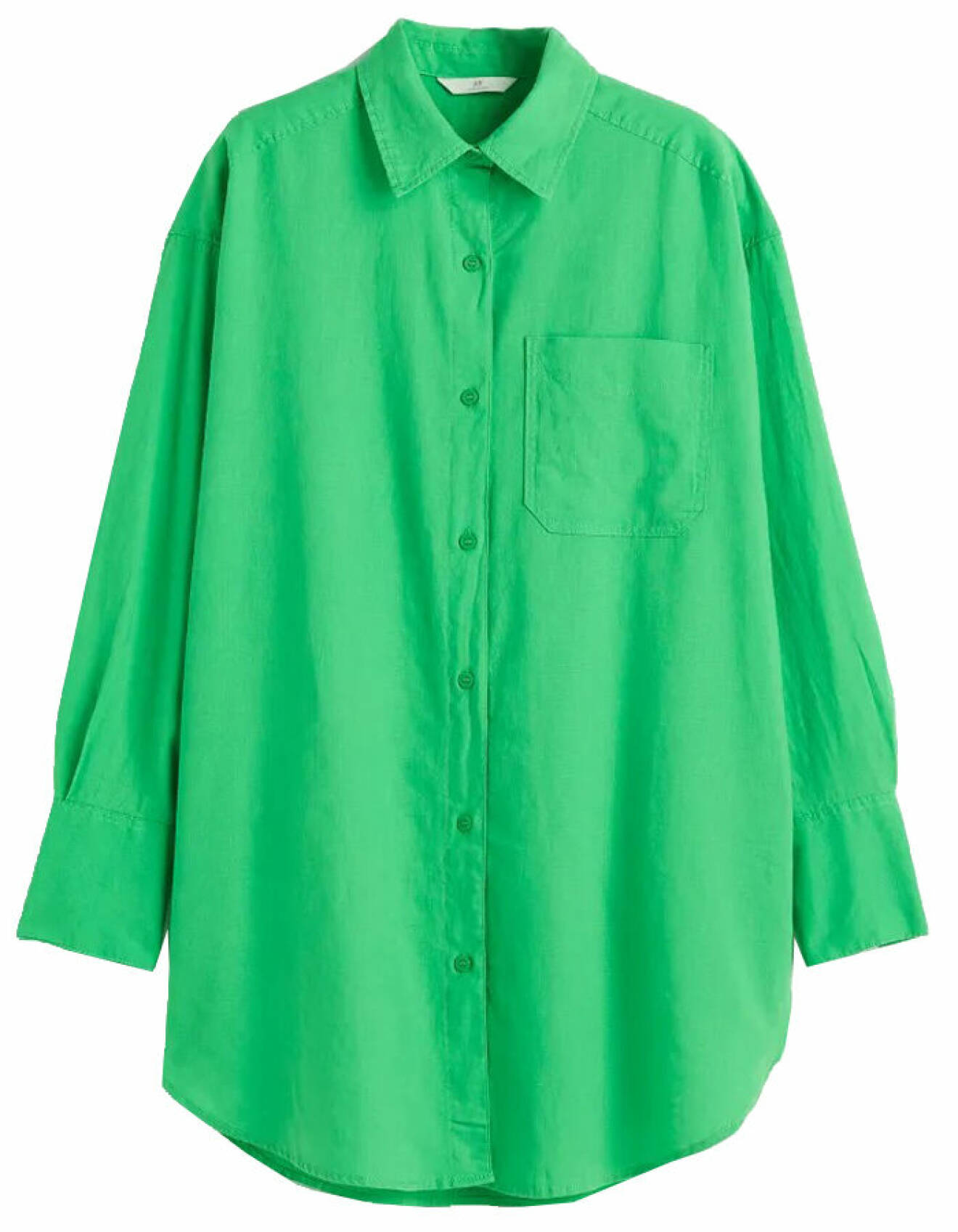 modenyheter dam till jobb och fest - grön oversize skjorta från H&amp;M