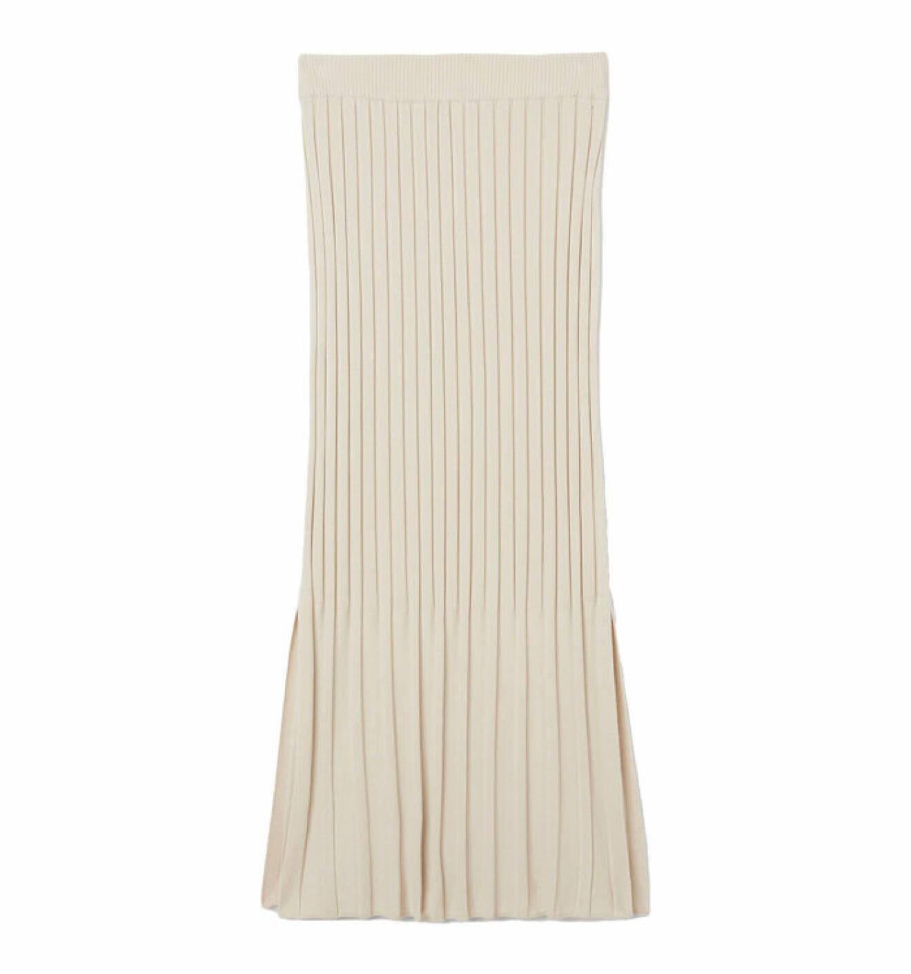 ribbstickad kjol med slitsar i sidorna i beige nyans från Stockh lm Studio