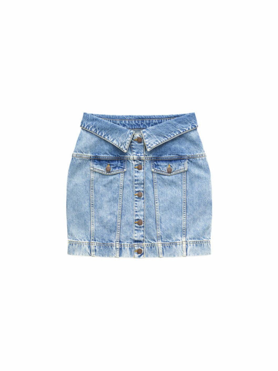 Kort jeanskjol ur Moschinos kollektion för H&M