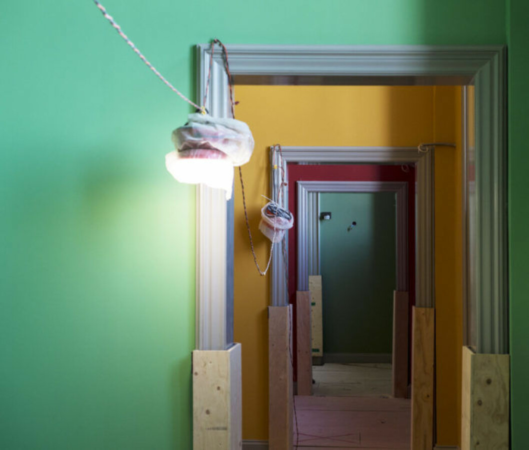 Bild från renoveringen. Färgsättningen har varit en central i arbetet för att lyfta fram konsten i utställningssalarna. Foto: Linn Ahlgren Bild från renoveringen av Nationalmuseum.