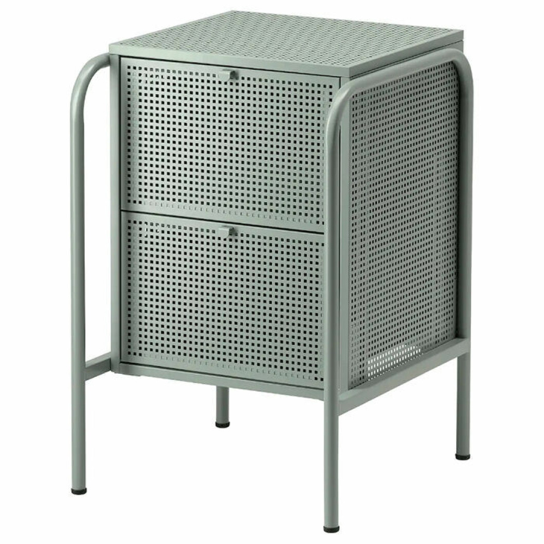 Grågrönt sängbord från Ikea