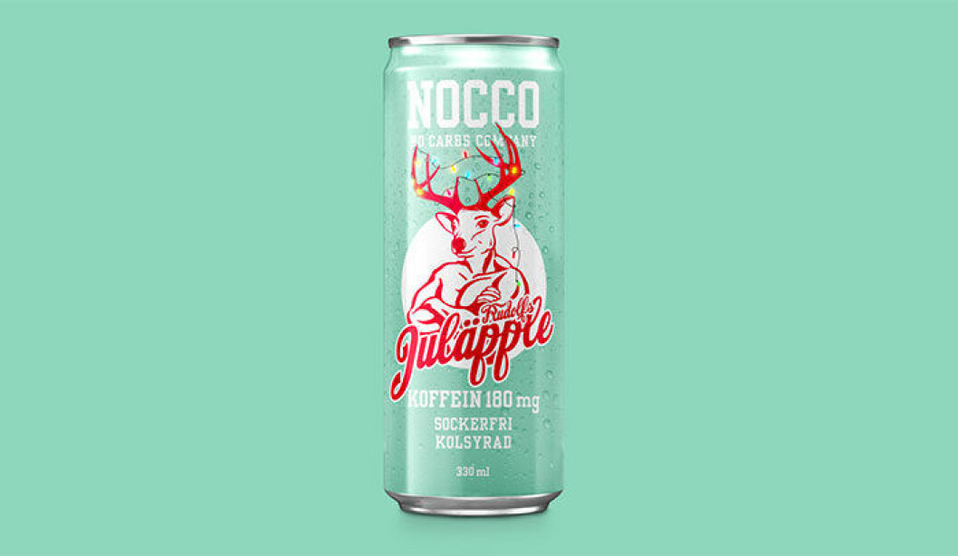 Rudolf med röda mulen pryder Noccos nya smak Rudolfs juläpple