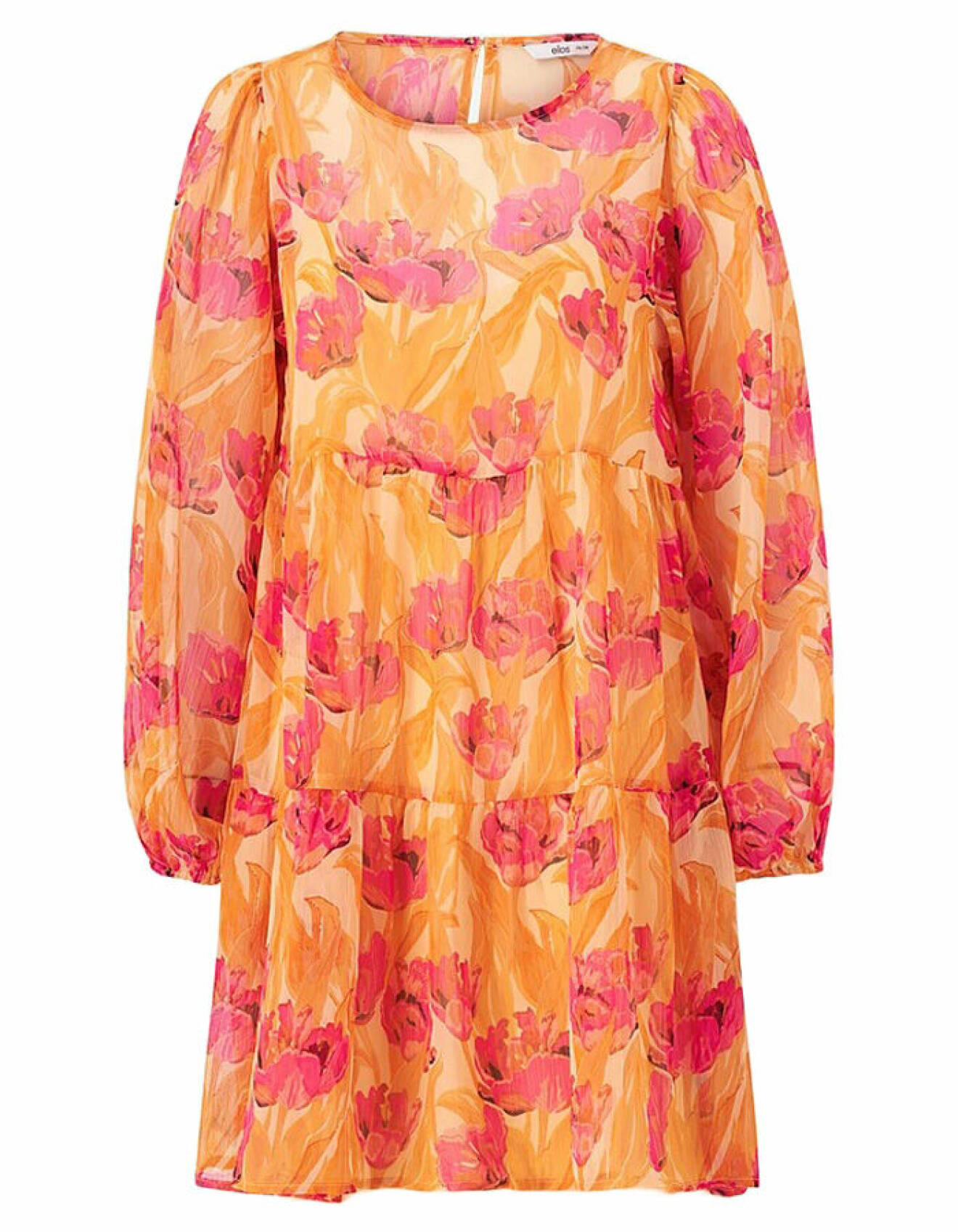orange mönstrad klänning för dam från ellos
