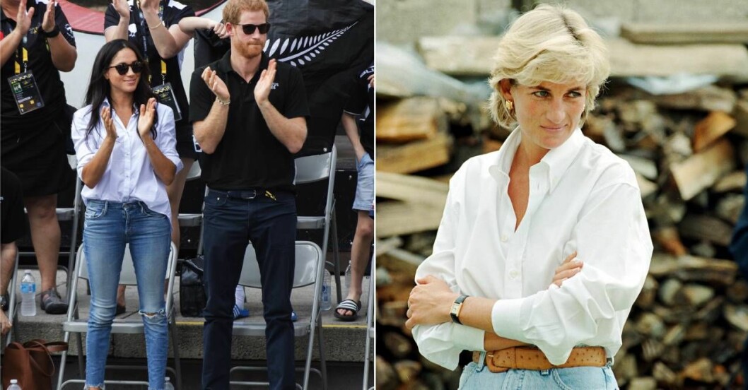 Meghan Markle och Diana i jeans och skjorta