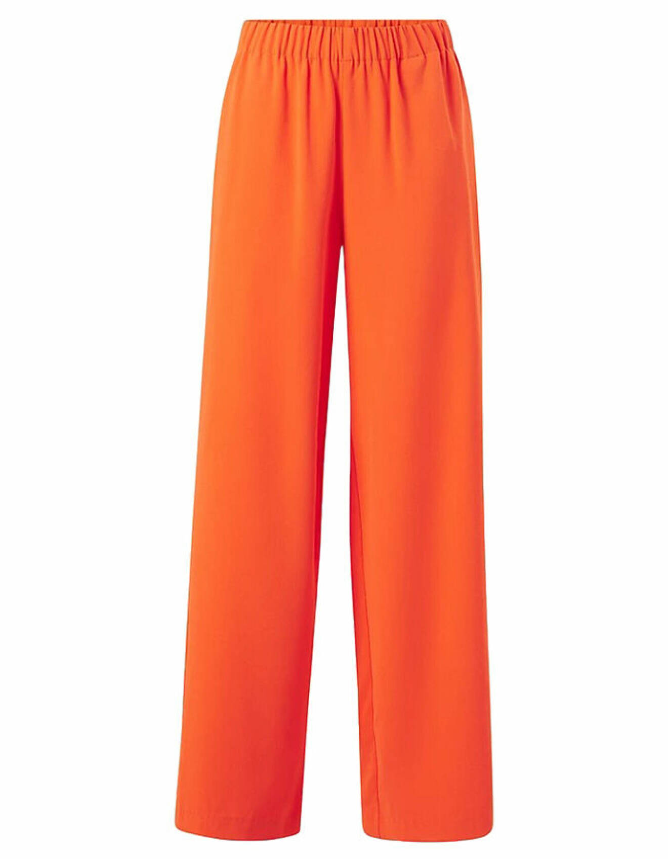 byxor i orange med raka ben och elastisk midja för dam från selected femme