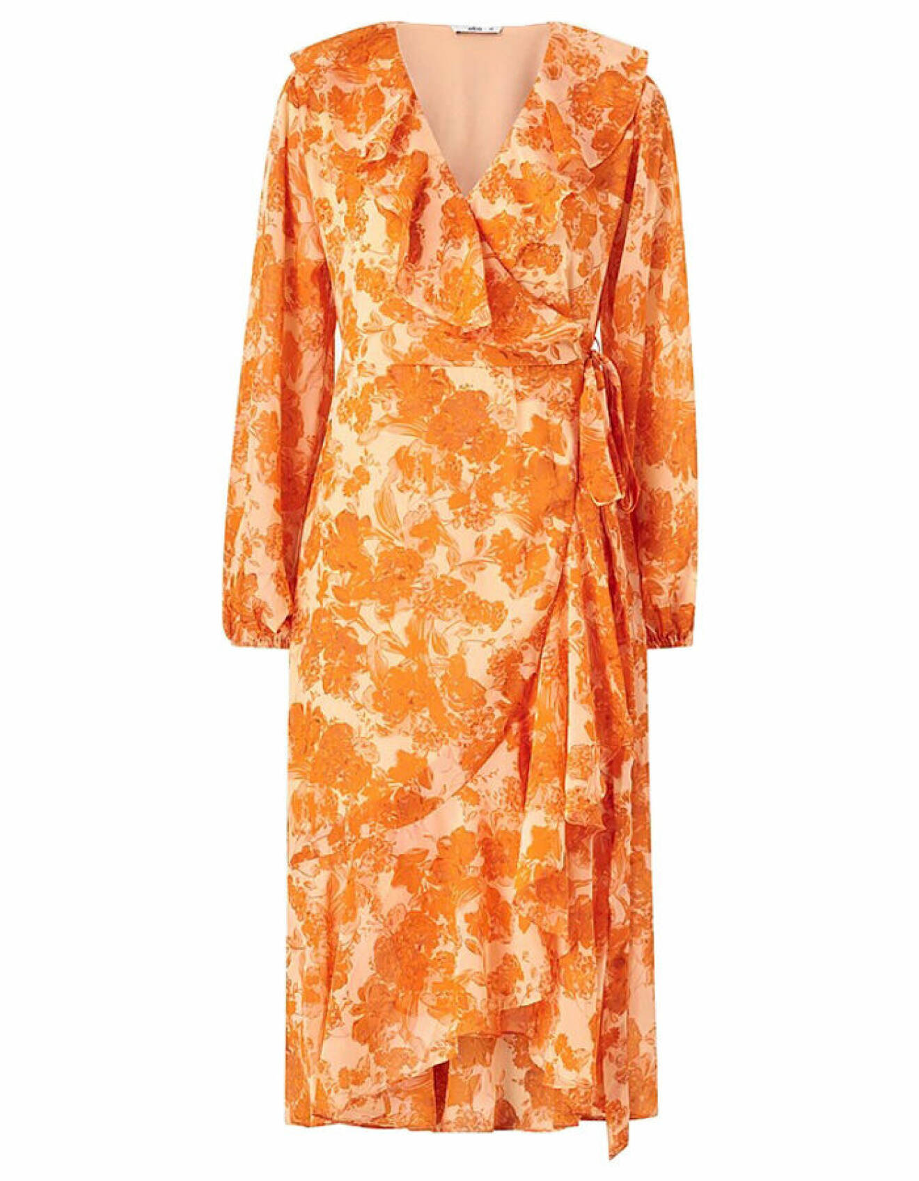 mönstrad klänning i orange för dam från ellos