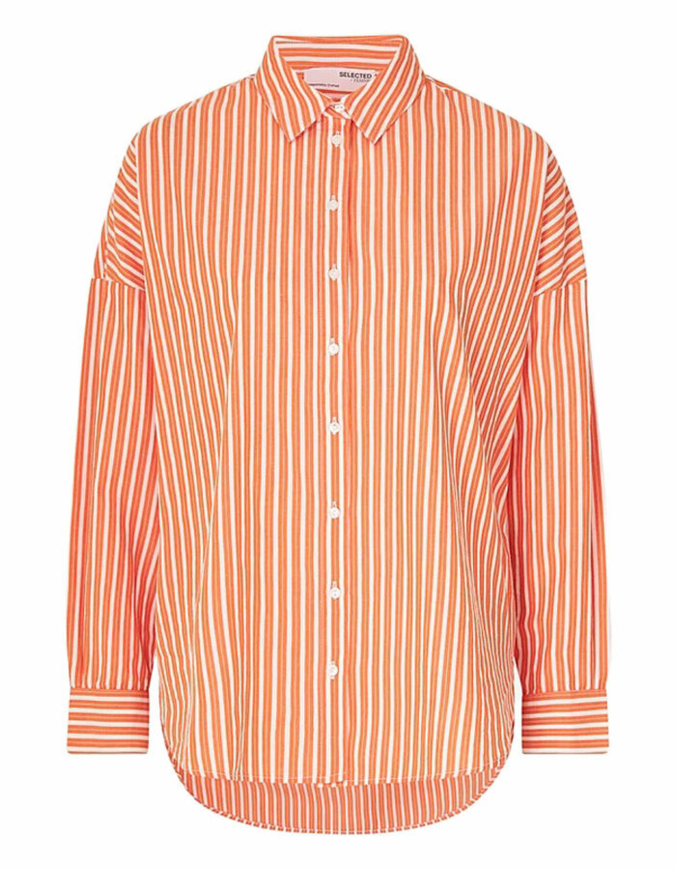randig skjorta i orange för dam från selected femme