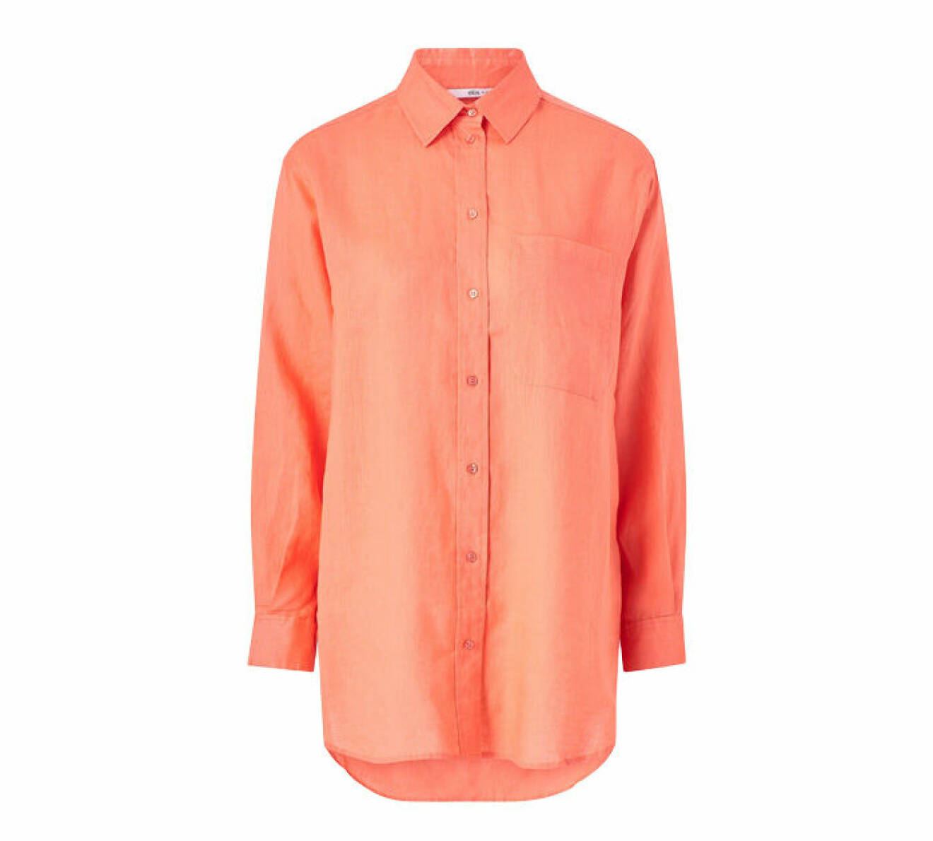 orange skjorta med lös passform gjord i linne från Ellos