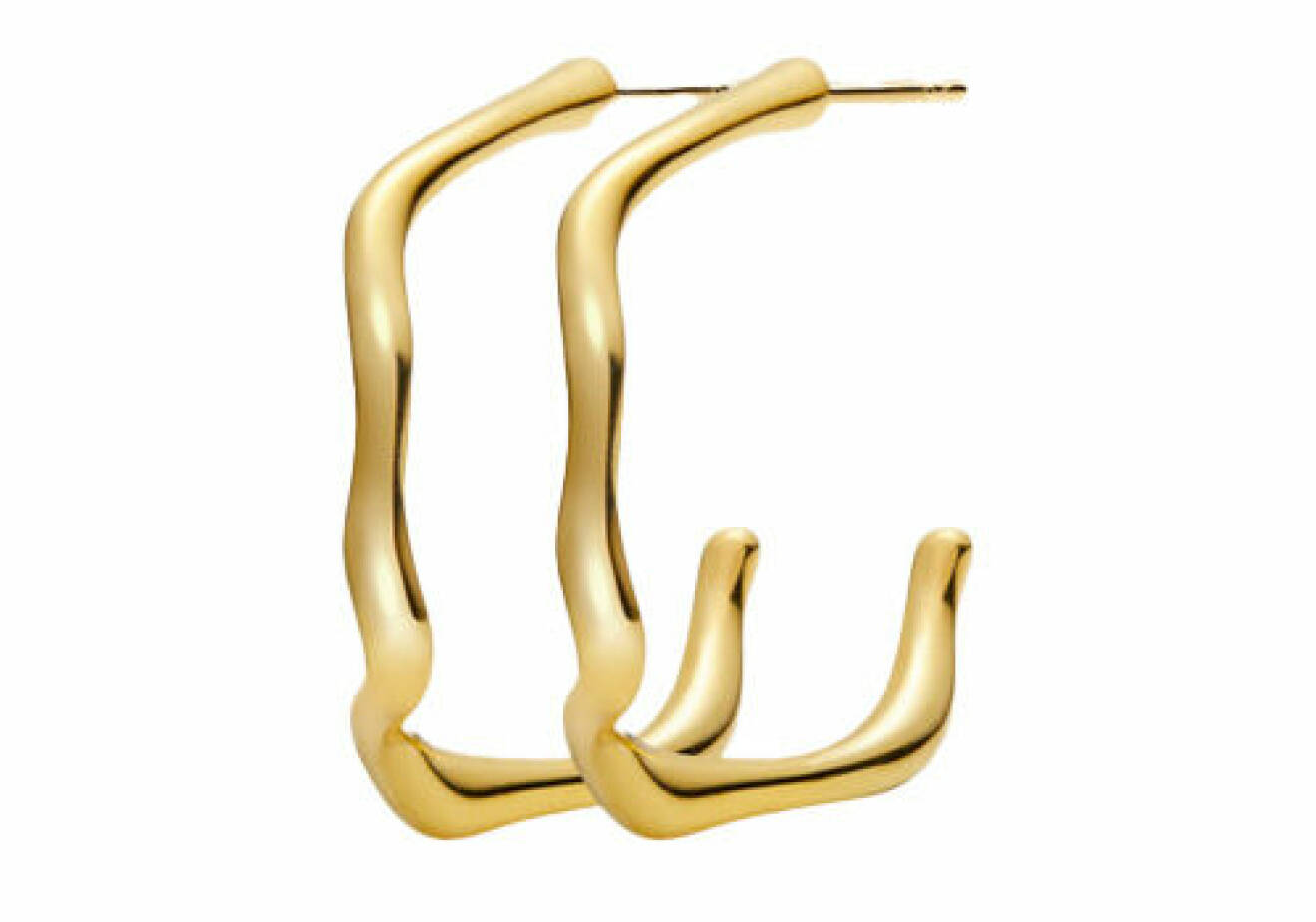 Asymmetriska hoop-örhängen i guld från Maria Black
