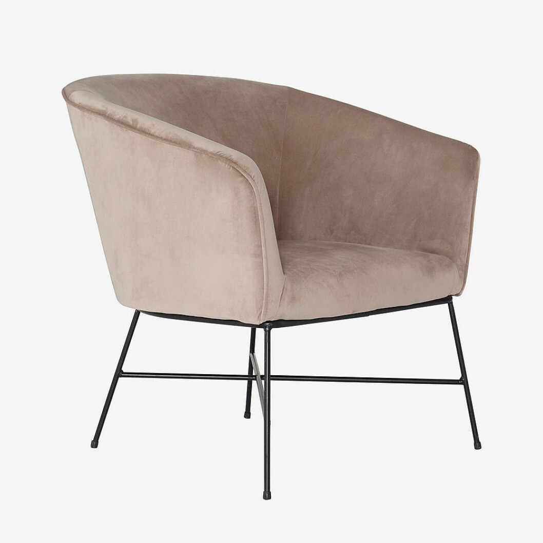 Palma fåtölj i rosa sammet från Ellos Home