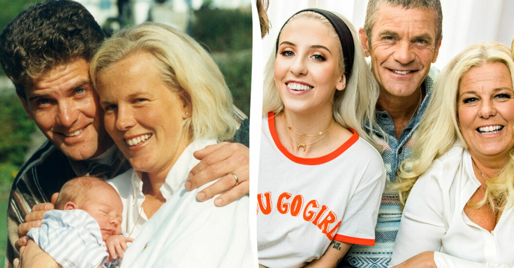 Jesper, Mia och Peg Parnevik år 1995 och år 2019.