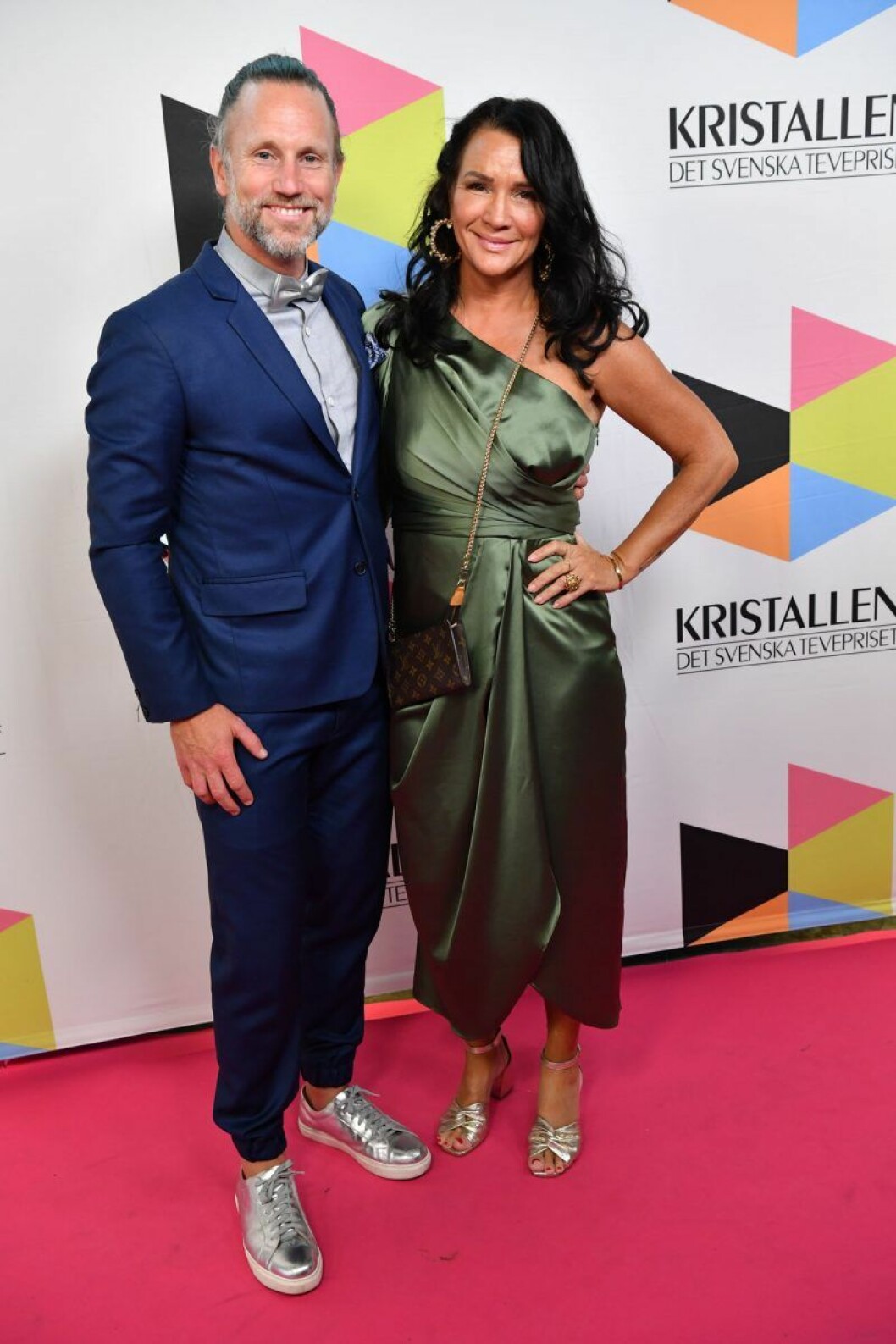 Peter Jihde och Sofia Wistam. Peter Jihde och Sofia Wistam på röda mattan på Kristallen 2019