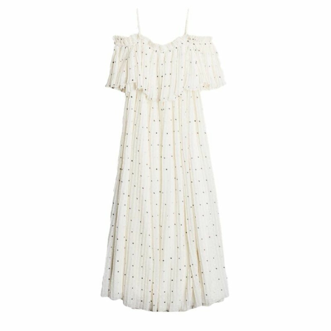 Plisserad klänning off shoulder