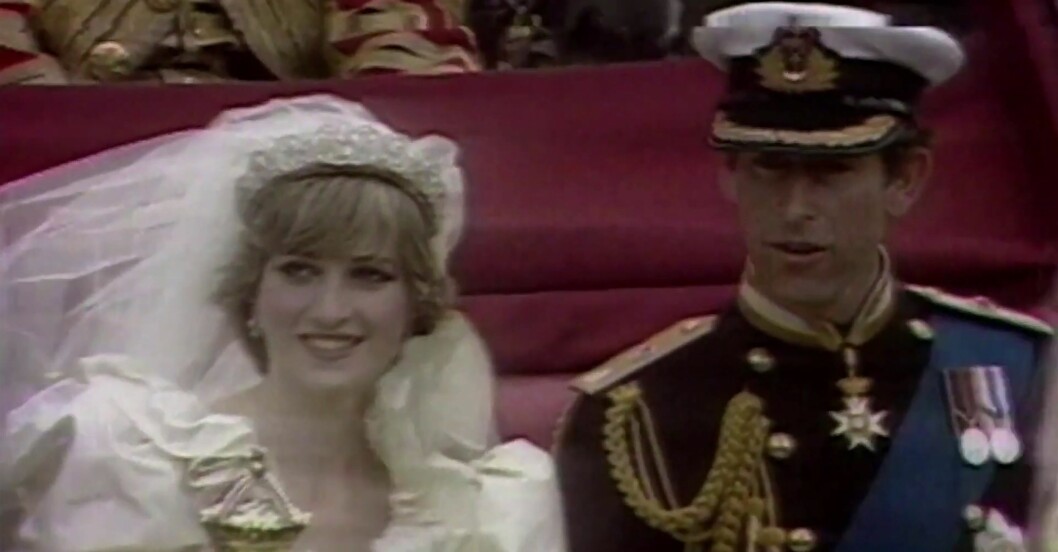 Prinsessan Diana och prins Charles på sin bröllopsdag.