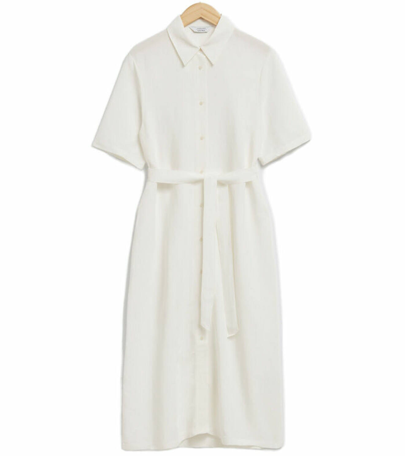 vit skjortklänning av linneblandning med knytskärp för dam från &amp; other Stories