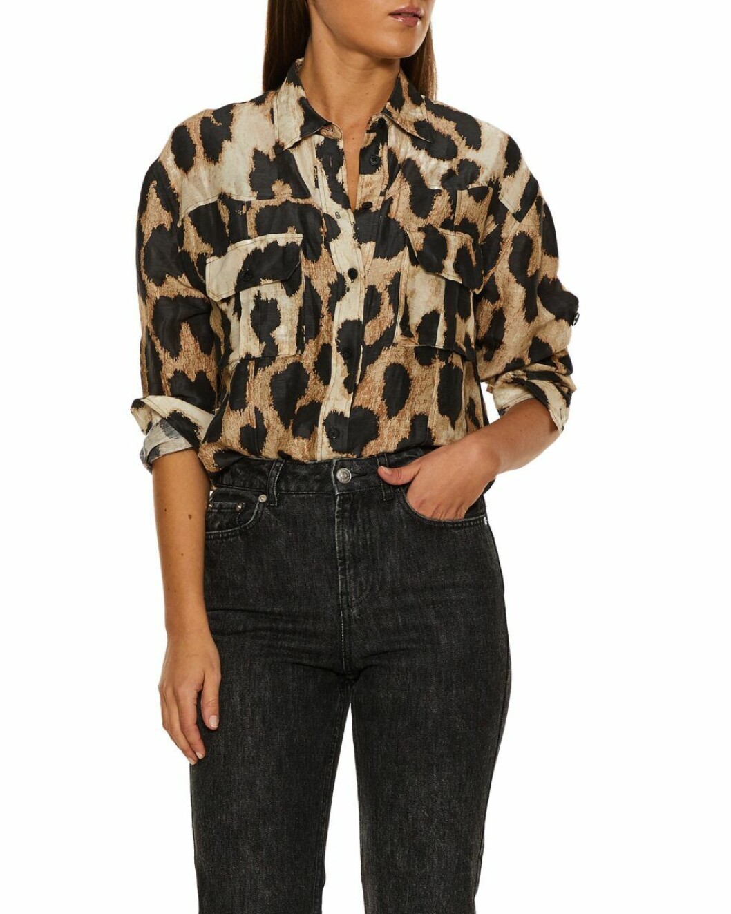 blus leopardmönstrad ganni