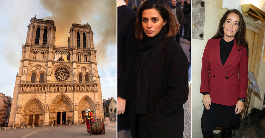 Kändisar som Anitha Clemence och Agneta Sjödin reagerar på branden i Notre Dame.